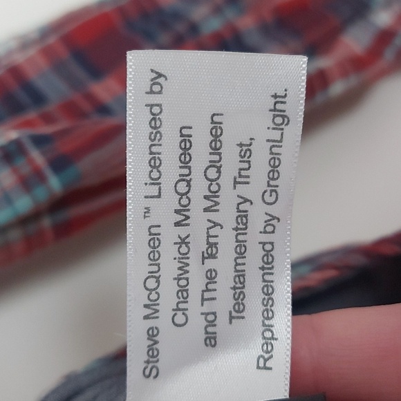 Barbour X Steve McQueen Button Down Plaid Shirt Lined Red Navy Size Medium - Picture 10 of 10